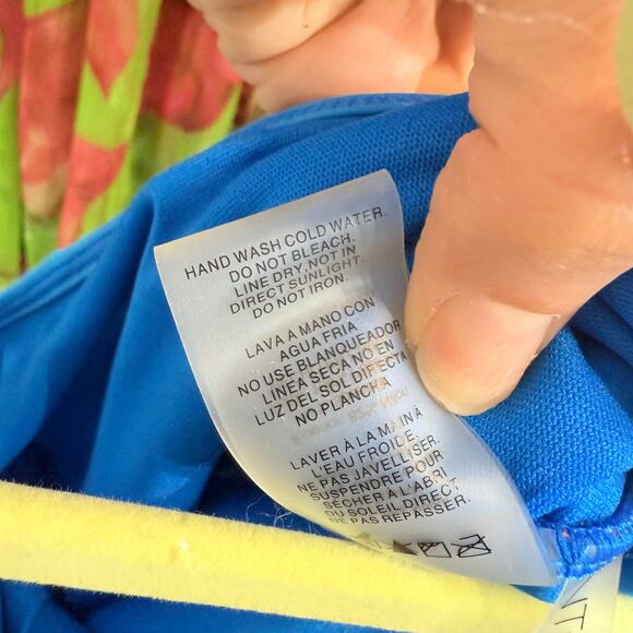 Into the Bleu by Amerex Blue Floral One Piece Swimsuit Dress Sz 10 NWT - Picture 8 of 11